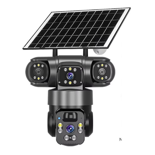 Wireless Solar Powered Security Camera with Dual Lens and PIR Detection