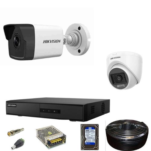 Hikvision Two CCTV Smart Hybrid Kit with 50m Cable